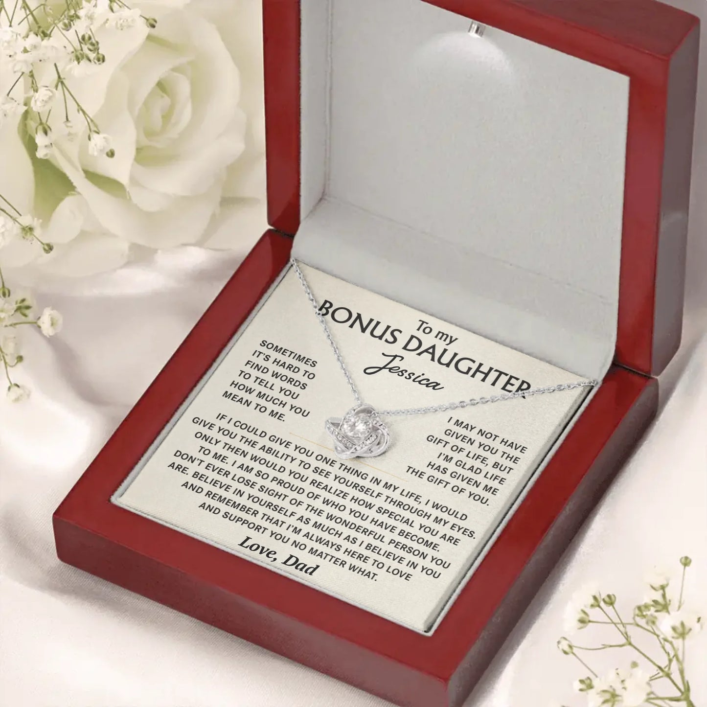 To My Bonus Daughter - Personalized Necklace Gift Set - BD1