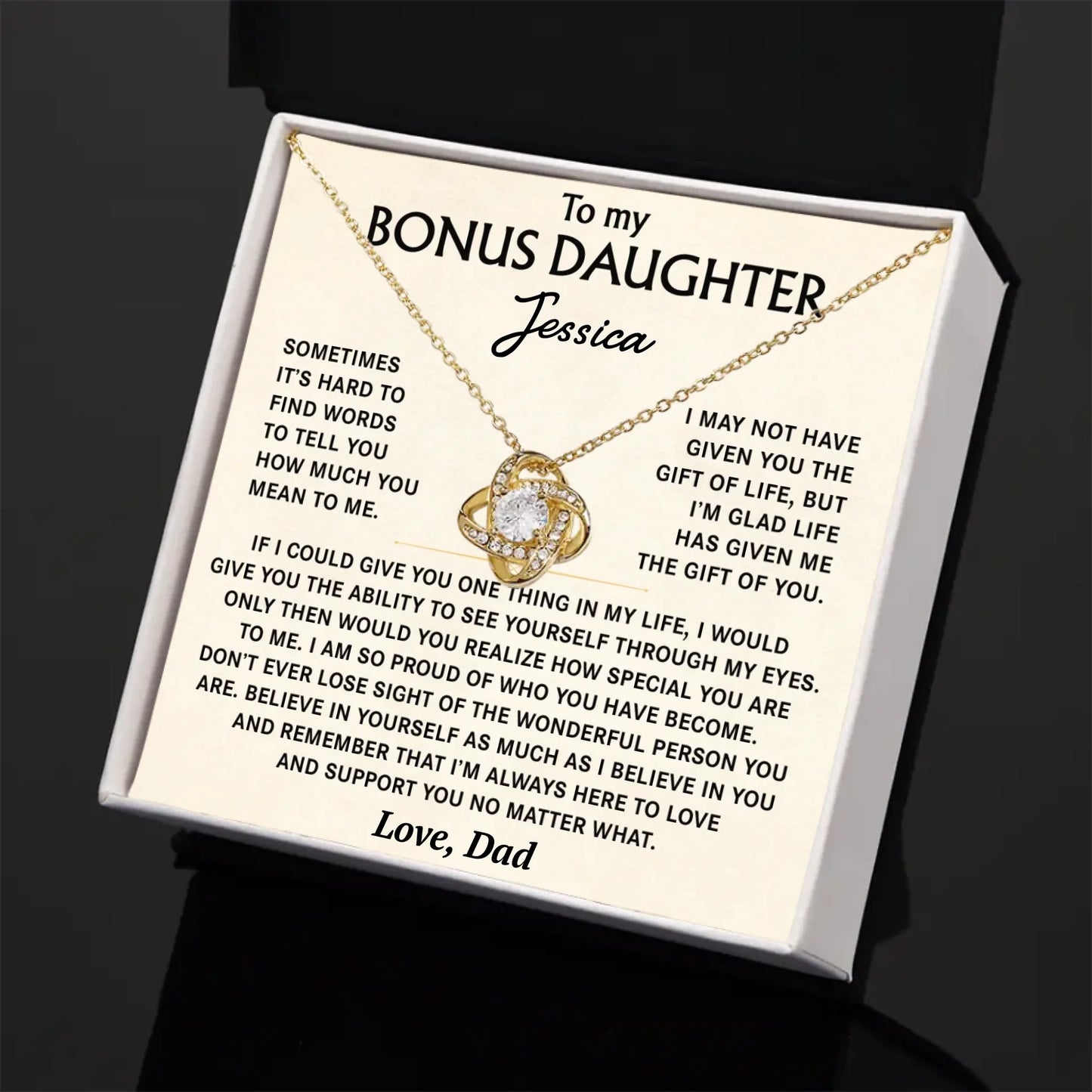 To My Bonus Daughter - Personalized Necklace Gift Set - BD1