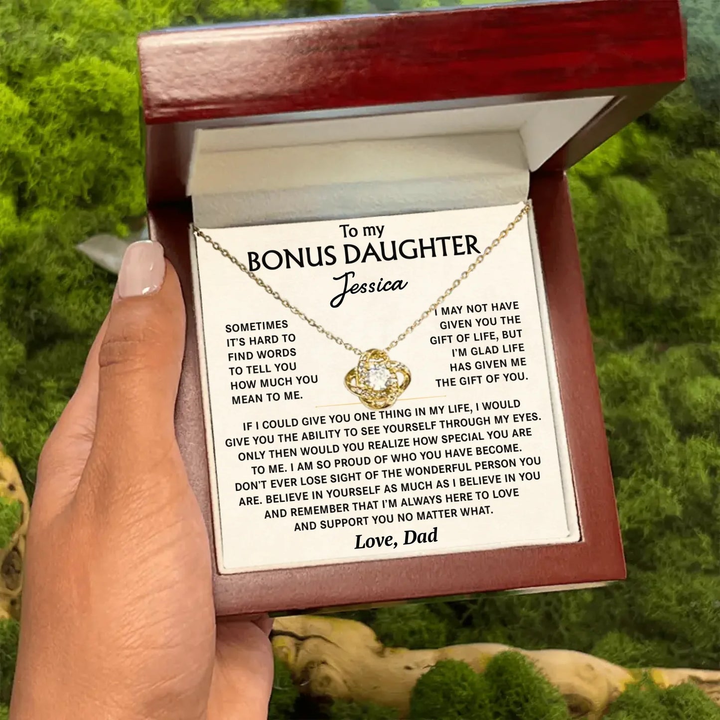 To My Bonus Daughter - Personalized Necklace Gift Set - BD1