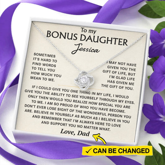 To My Bonus Daughter - Personalized Necklace Gift Set - BD1