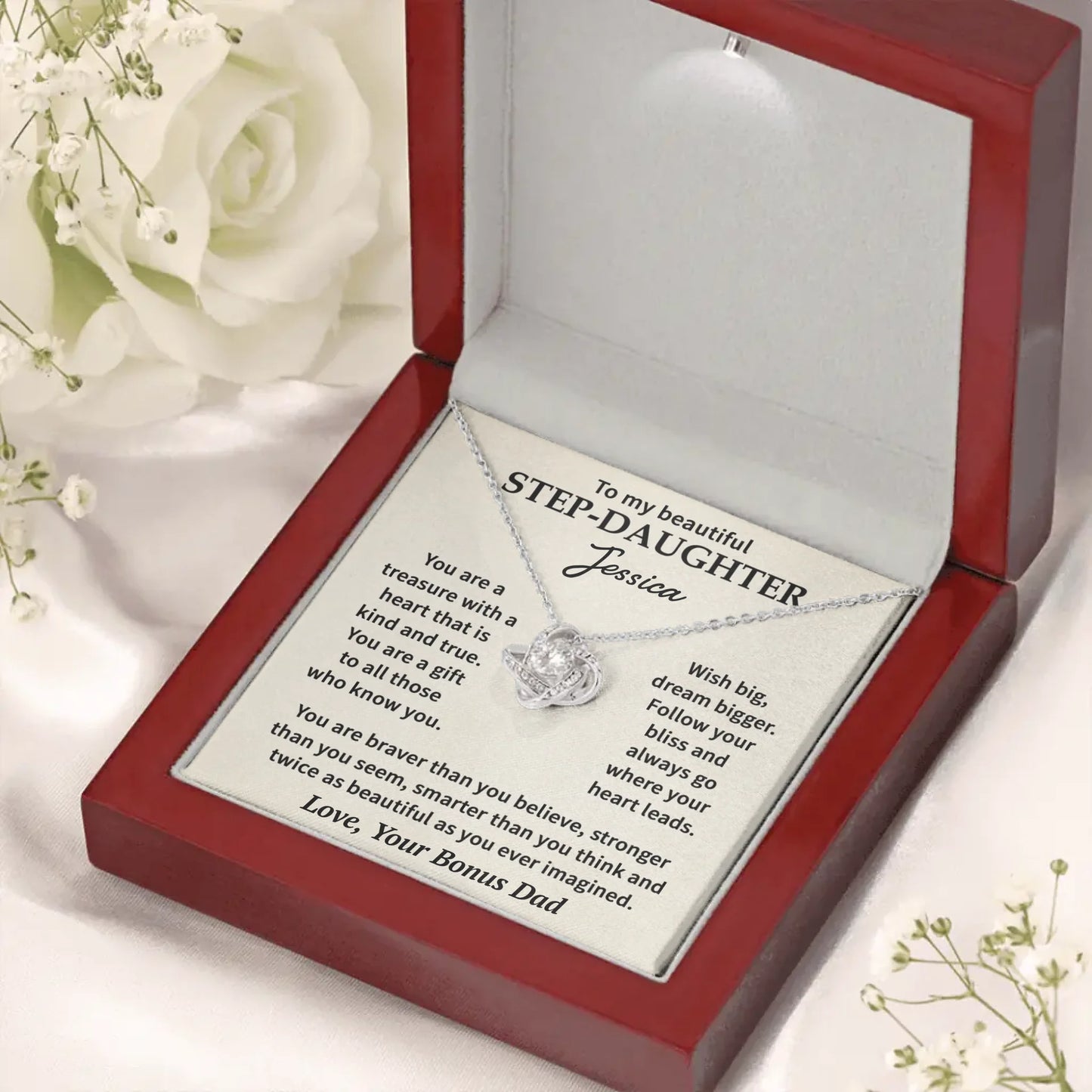 To My Beautiful Stepdaughter - Custom Necklace Gift Set - SD2