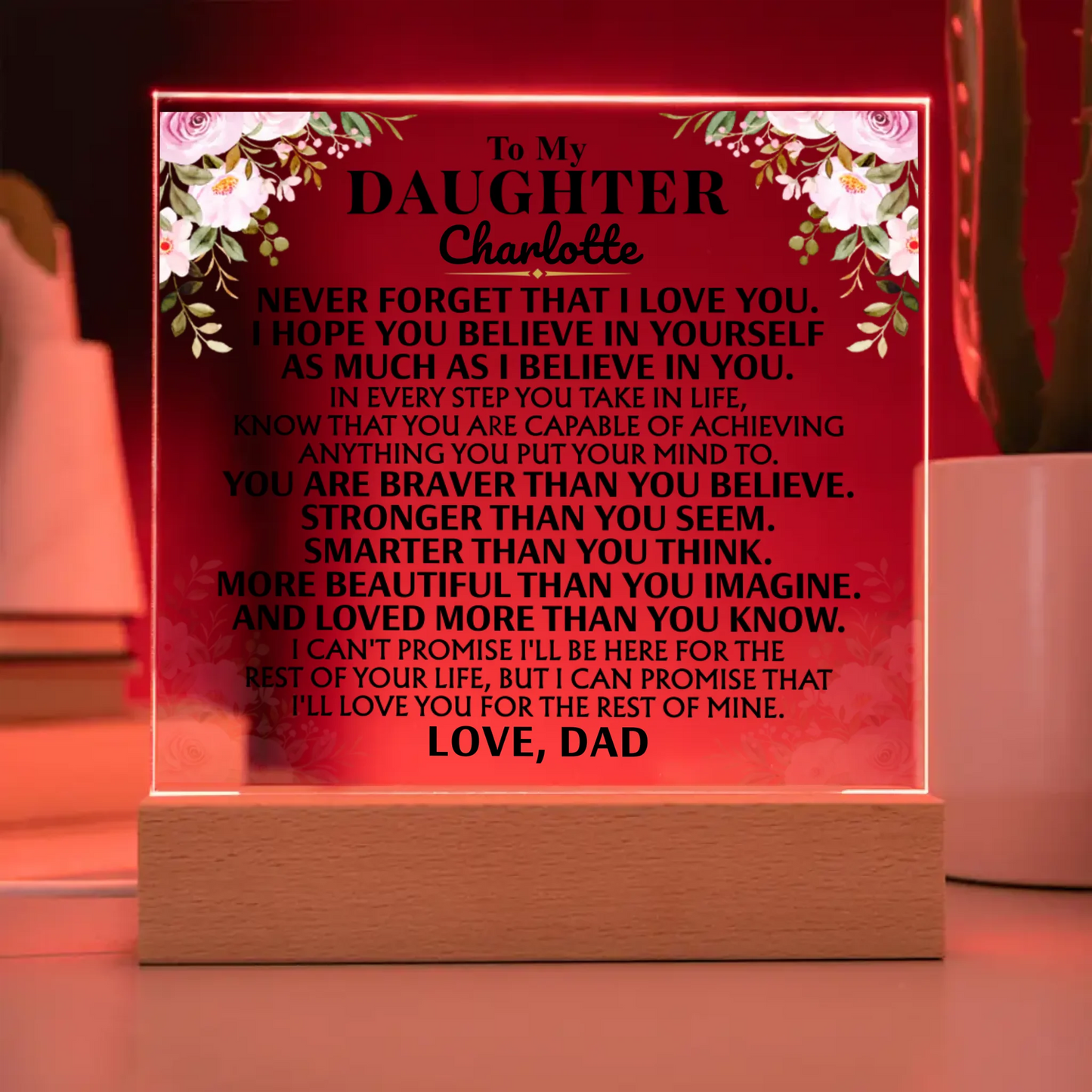 To My Daughter "Love you for the rest of mine" | Acrylic Lamp ❤️ DA1