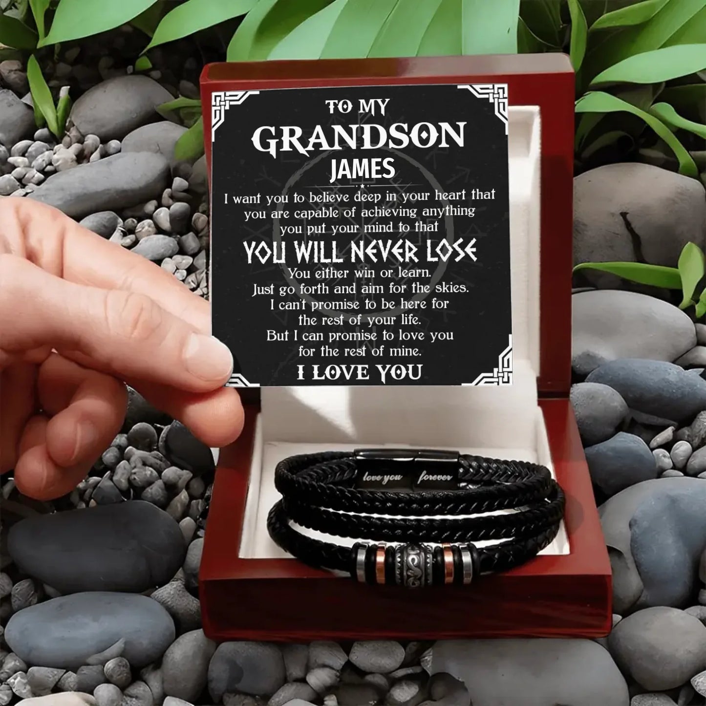 Personalized Gift For Grandson - "Love You Forever" Bracelet
