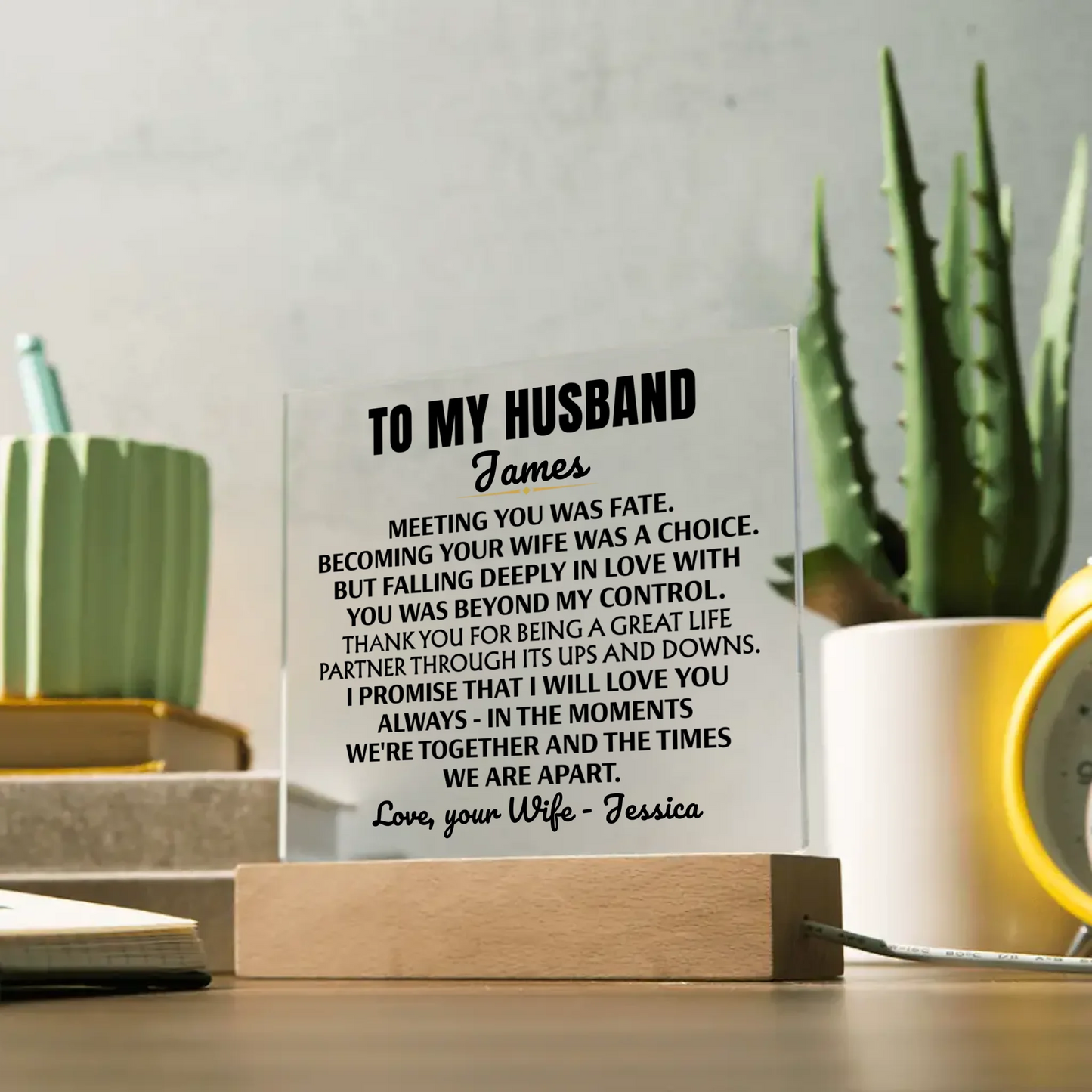 To My Husband "I will love you always" | Acrylic Lamp ❤️ HA1