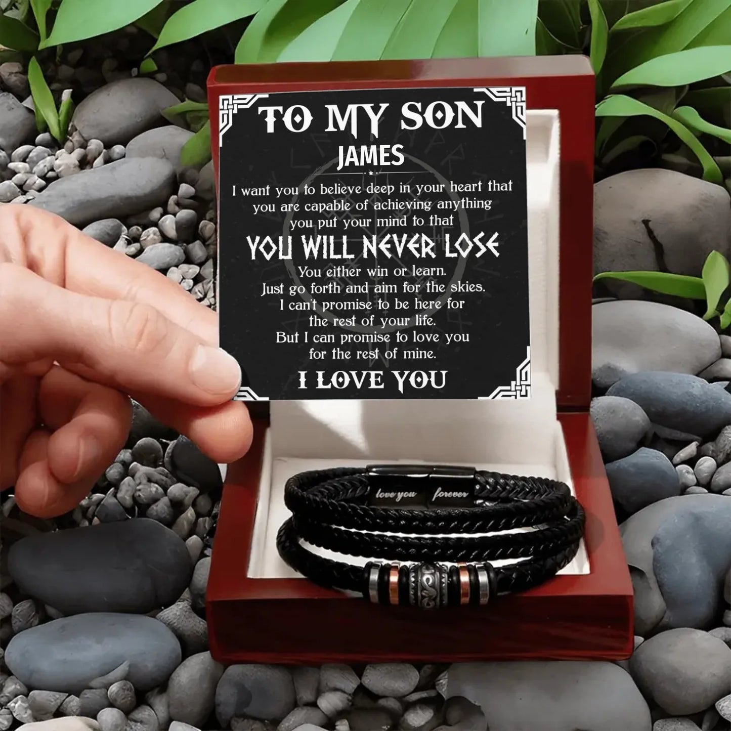 Personalized Gift For Son - "Love You Forever" Bracelet - S11