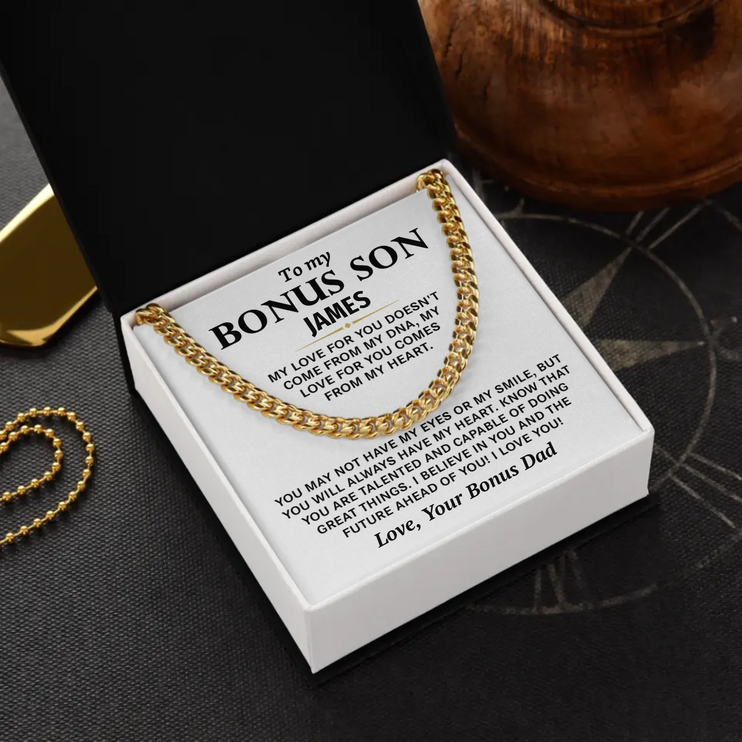 To My Bonus Son Personalized Gift- Cuban Link Chain - BS1