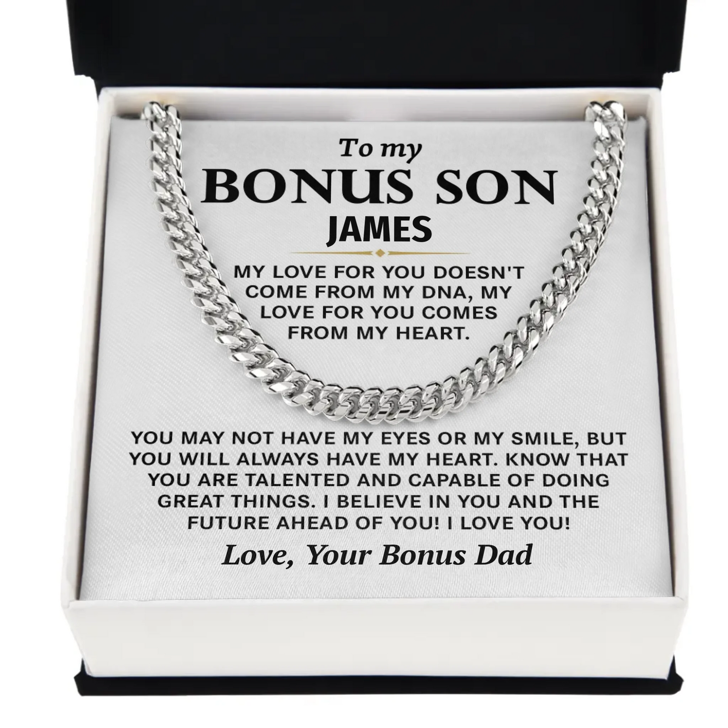 To My Bonus Son Personalized Gift- Cuban Link Chain - BS1
