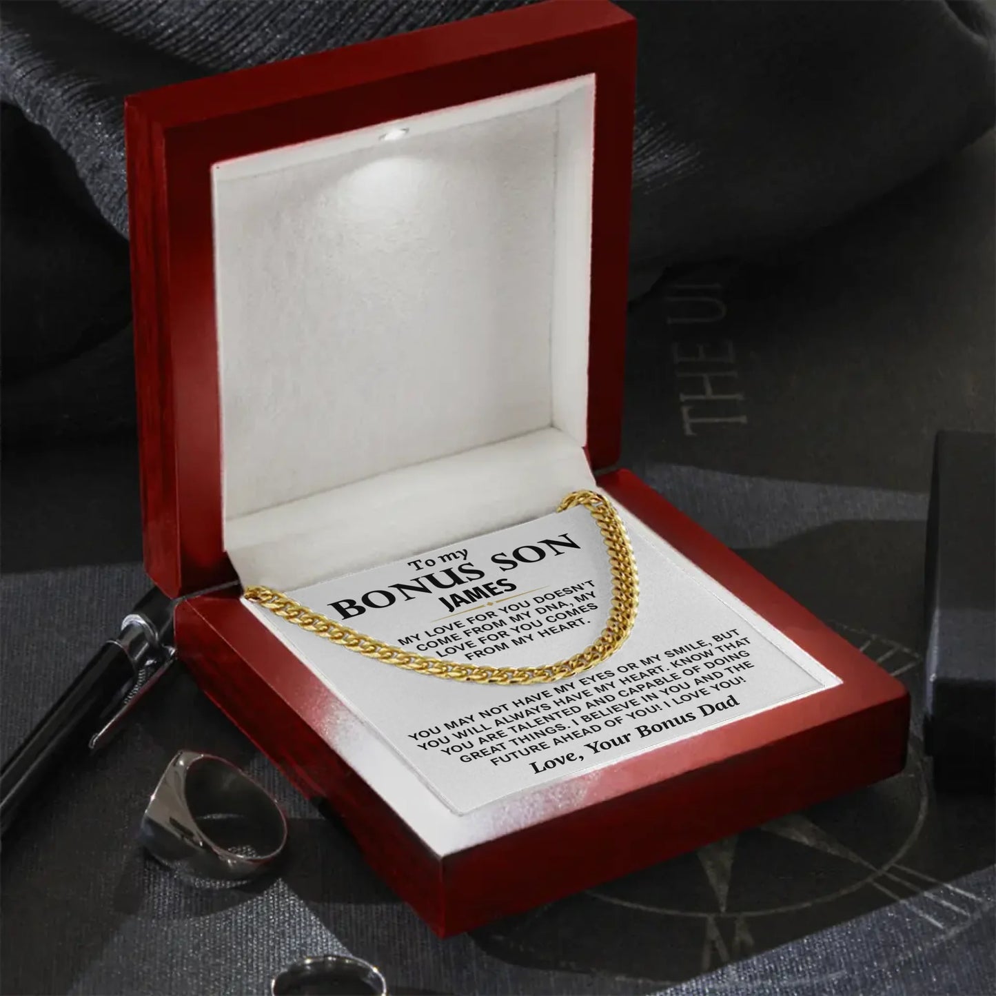 To My Bonus Son Personalized Gift- Cuban Link Chain - BS1