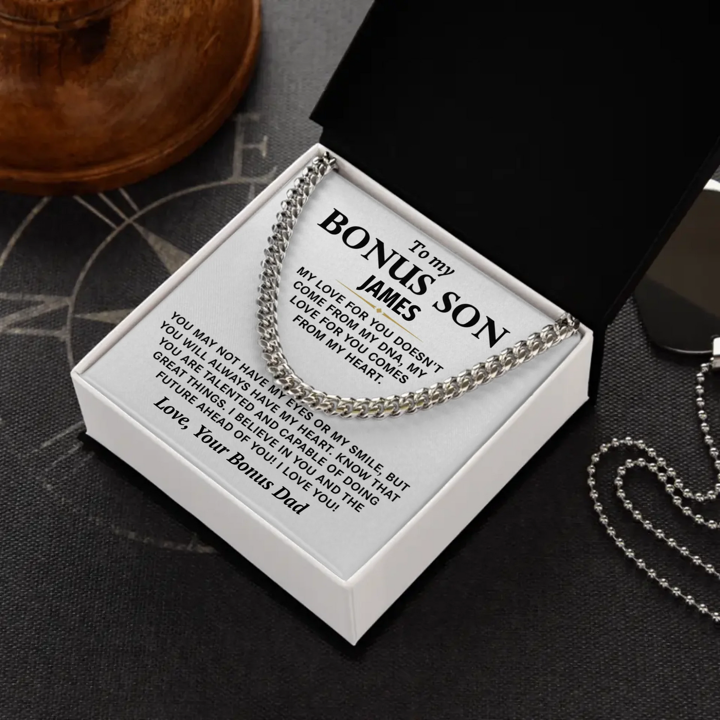 To My Bonus Son Personalized Gift- Cuban Link Chain - BS1