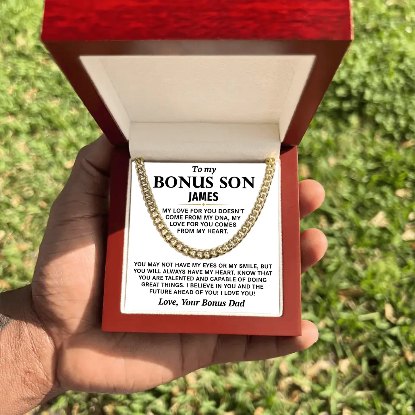 To My Bonus Son Personalized Gift- Cuban Link Chain - BS1