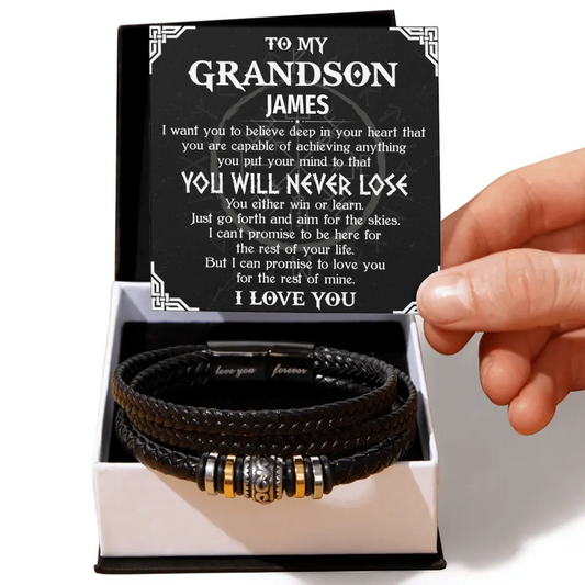 Personalized Gift For Grandson - "Love You Forever" Bracelet