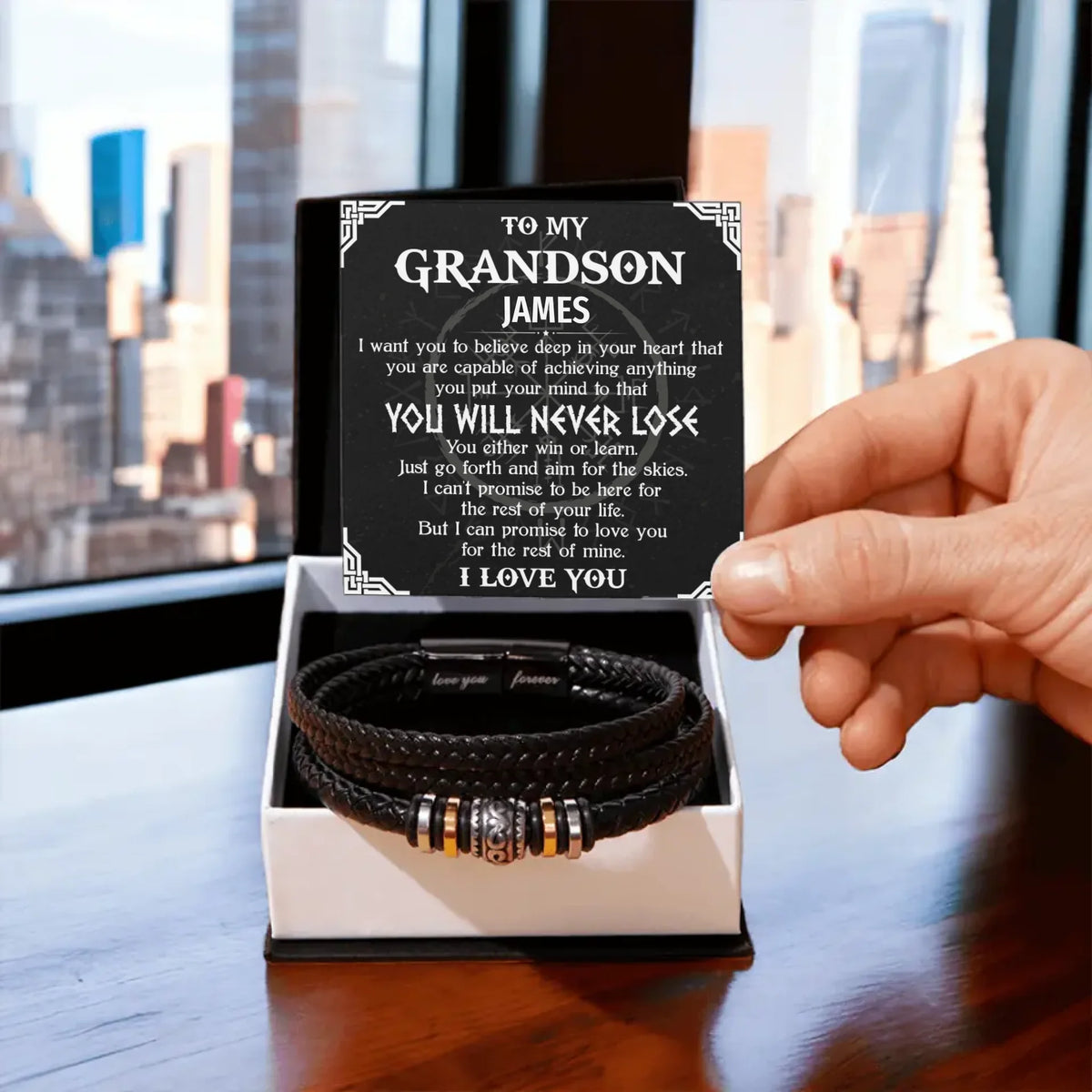 Personalized Gift For Grandson - "Love You Forever" Bracelet
