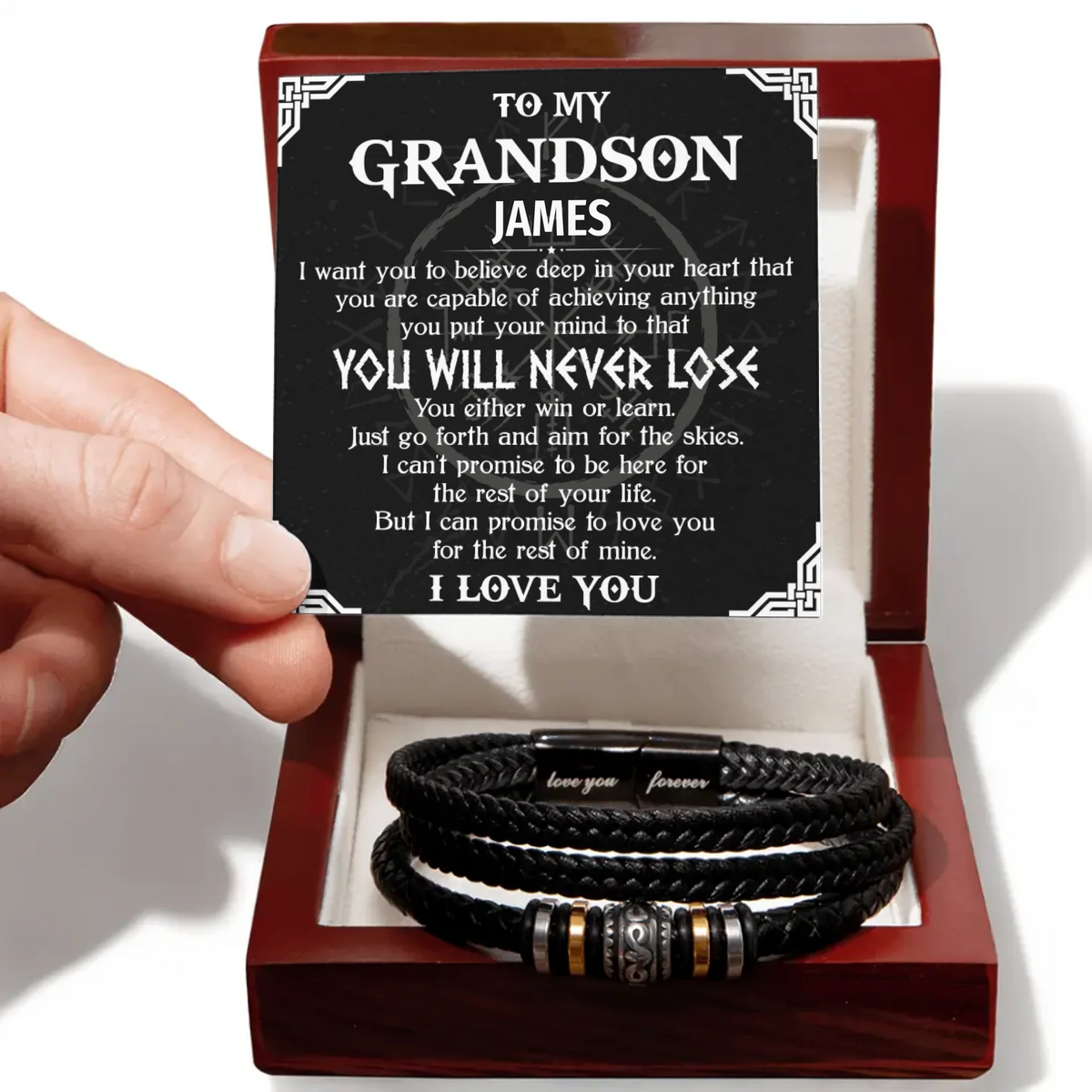 Personalized Gift For Grandson - "Love You Forever" Bracelet