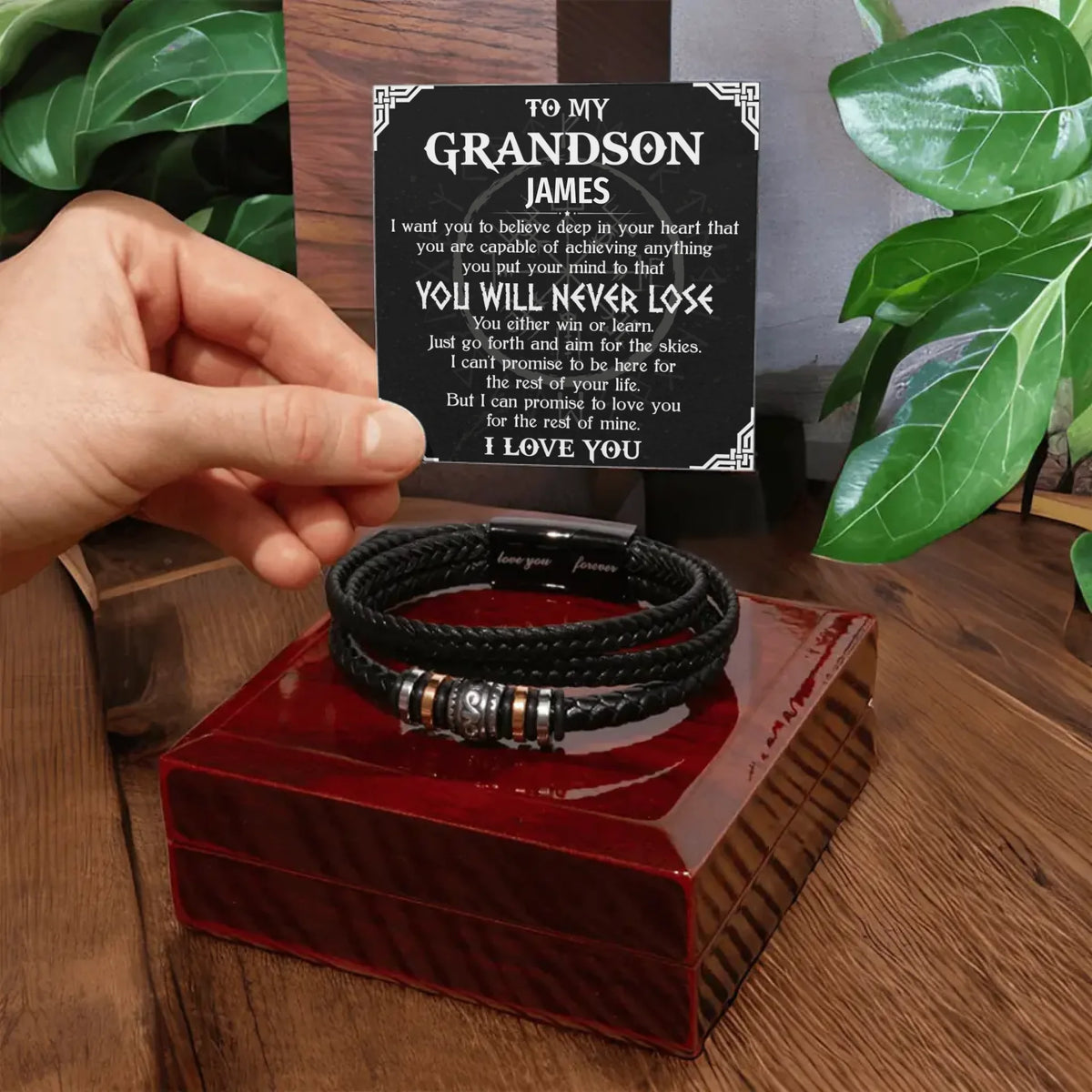 Personalized Gift For Grandson - "Love You Forever" Bracelet