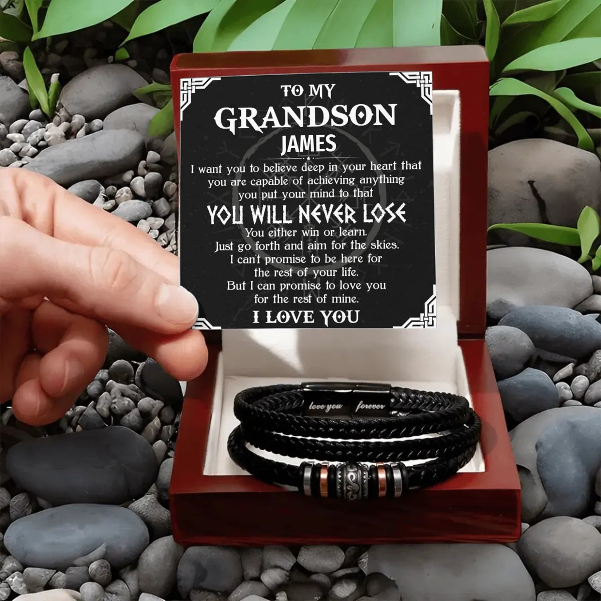 Personalized Gift For Grandson - "Love You Forever" Bracelet