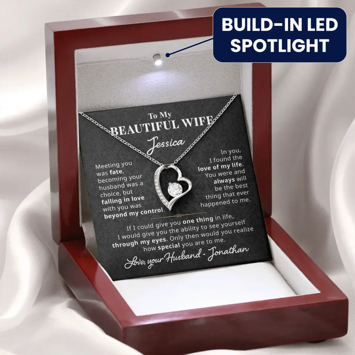 To My Beautiful Wife - Personalizable Necklace Gift Set - W6