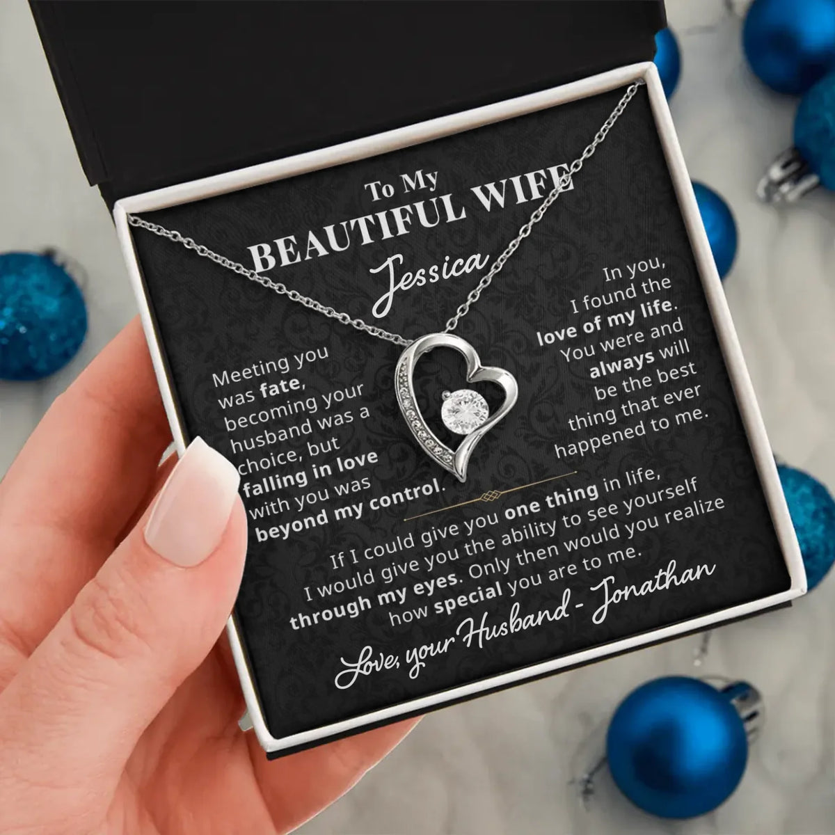 To My Beautiful Wife - Personalizable Necklace Gift Set - W6