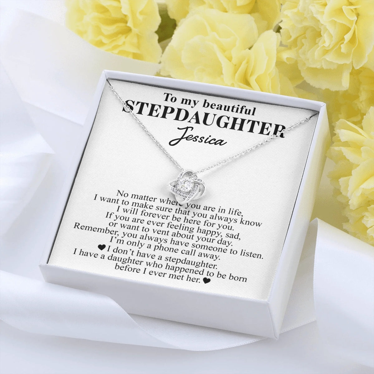 Love Knot Message Card Yellow Roses