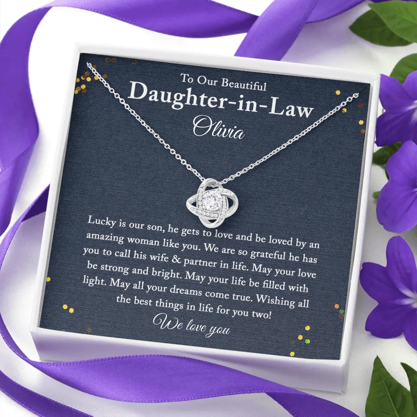 To Our Beautiful Daughter In Law - Personalized Necklace Gift Set - DIL7