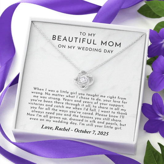Wedding Day Gift For Mom From Bride - Personalized Necklace Gift Set - MB6