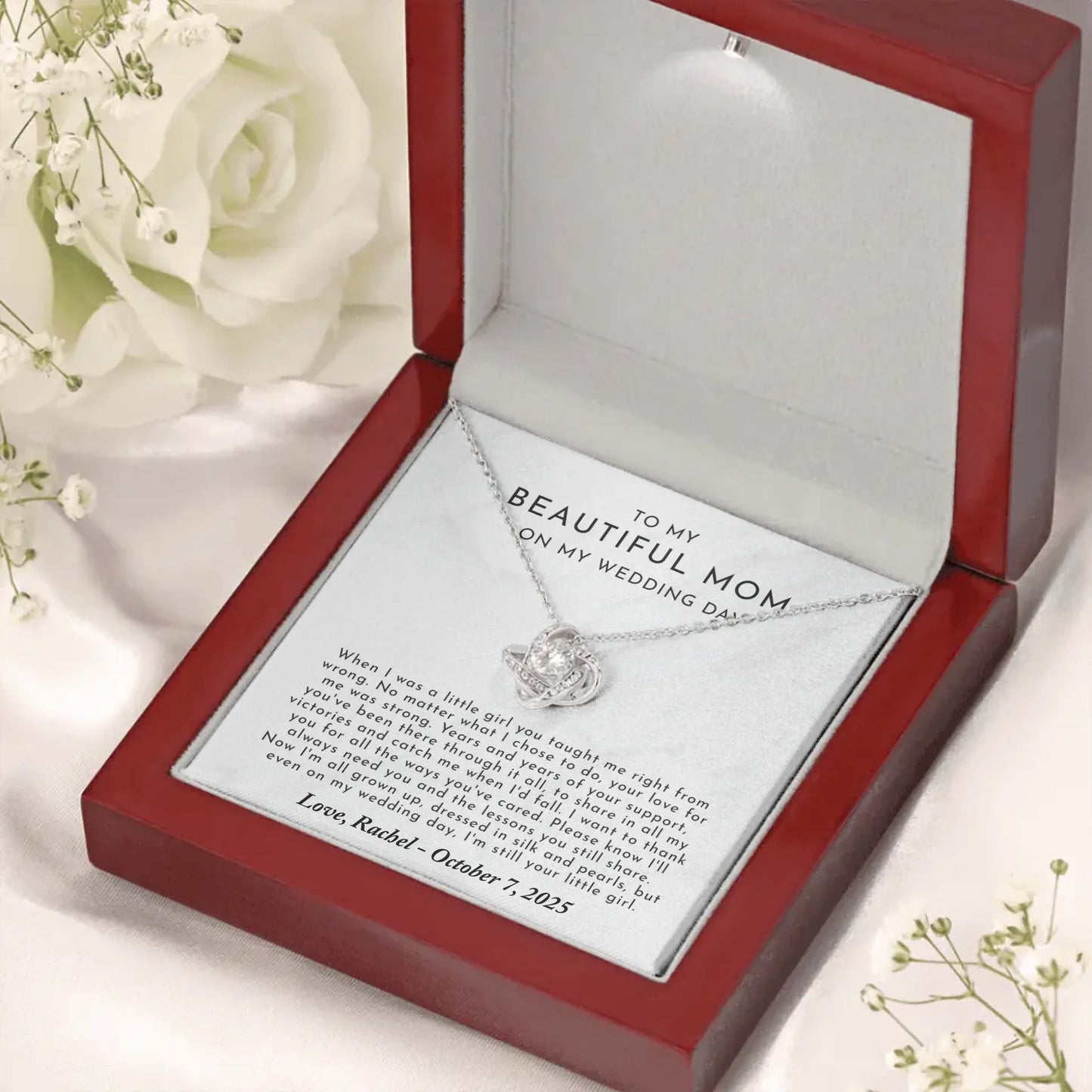 Wedding Day Gift For Mom From Bride - Personalized Necklace Gift Set - MB6