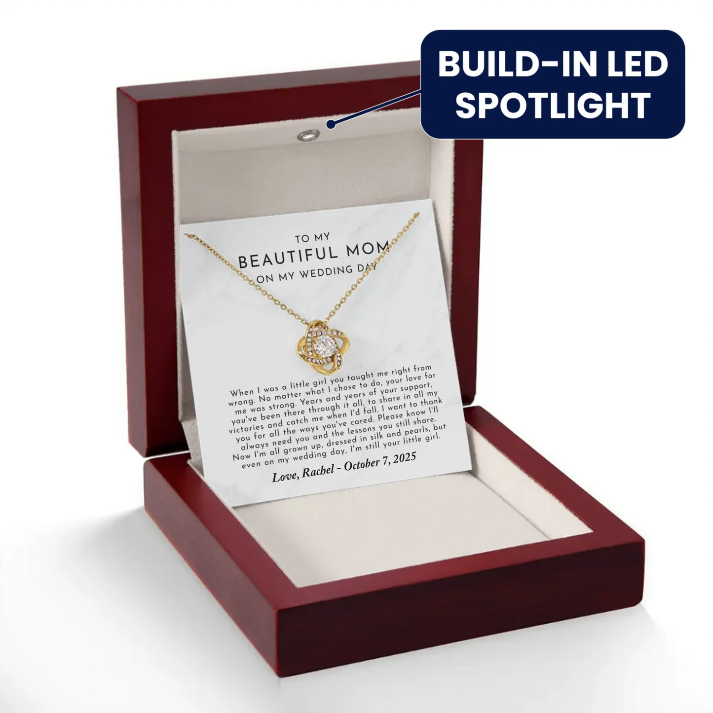 Wedding Day Gift For Mom From Bride - Personalized Necklace Gift Set - MB6