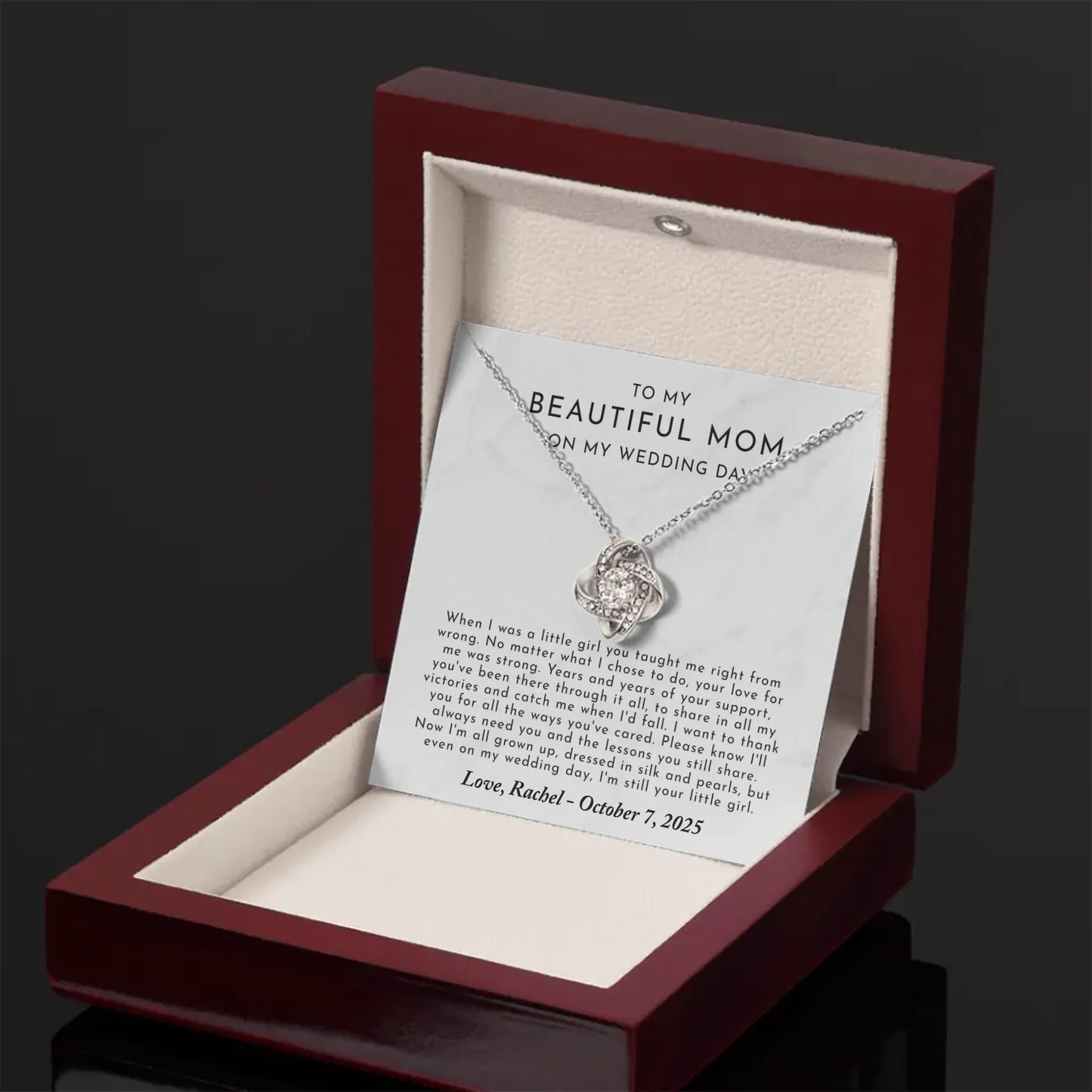 Wedding Day Gift For Mom From Bride - Personalized Necklace Gift Set - MB6