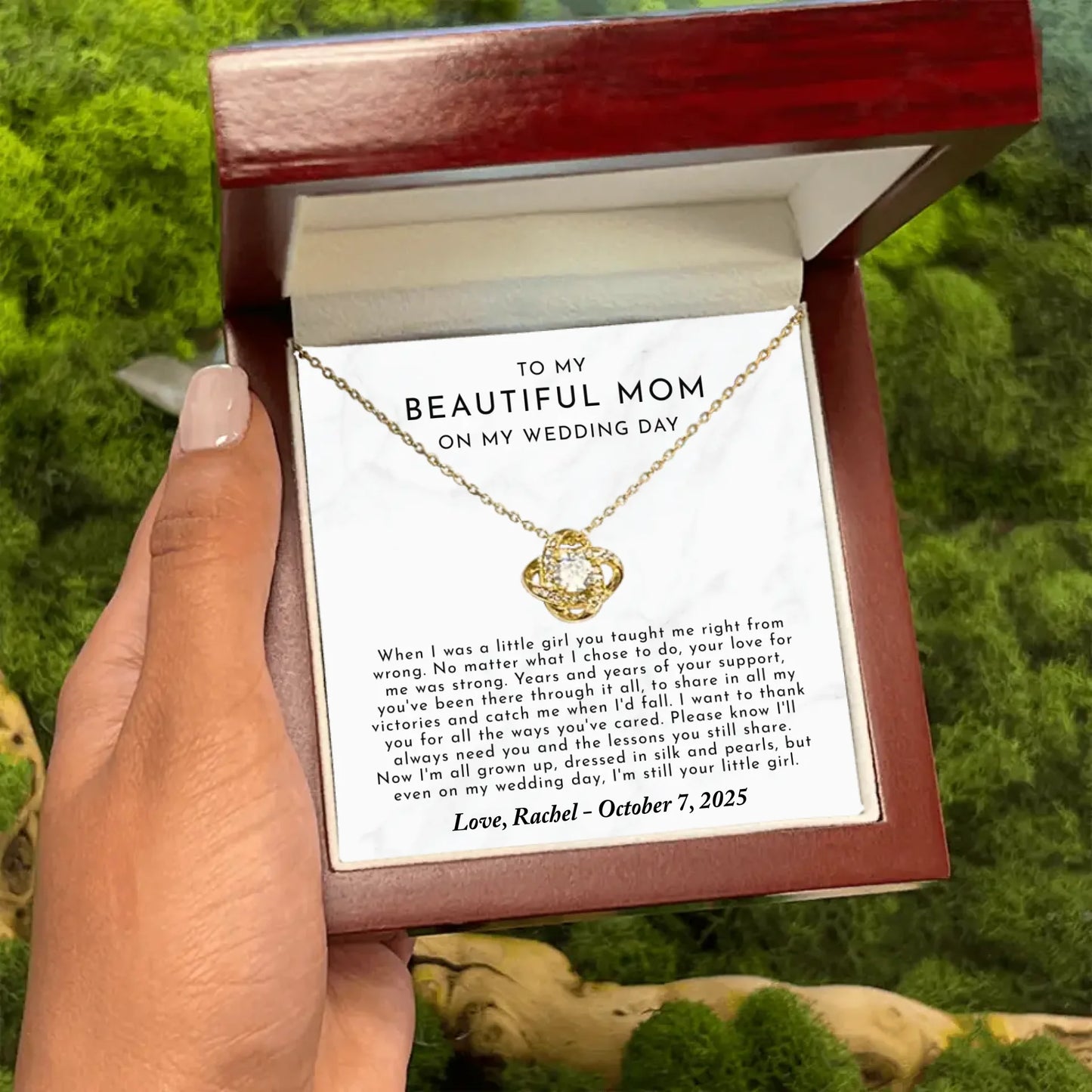 Wedding Day Gift For Mom From Bride - Personalized Necklace Gift Set - MB6