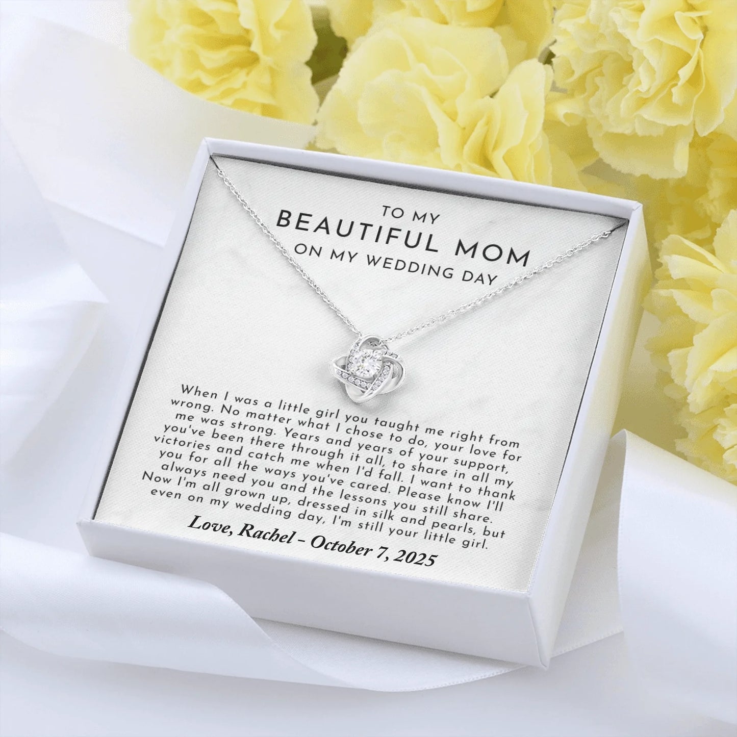 Love Knot Message Card Yellow Roses