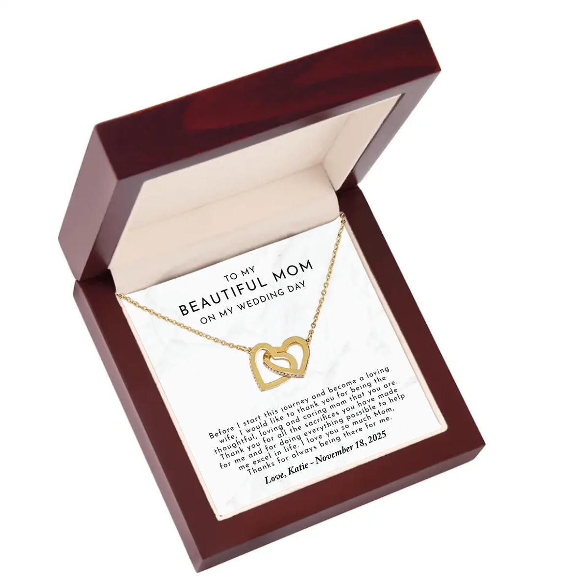 Wedding Day Gift For Mom From Bride - Personalized Necklace Gift Set - MB7