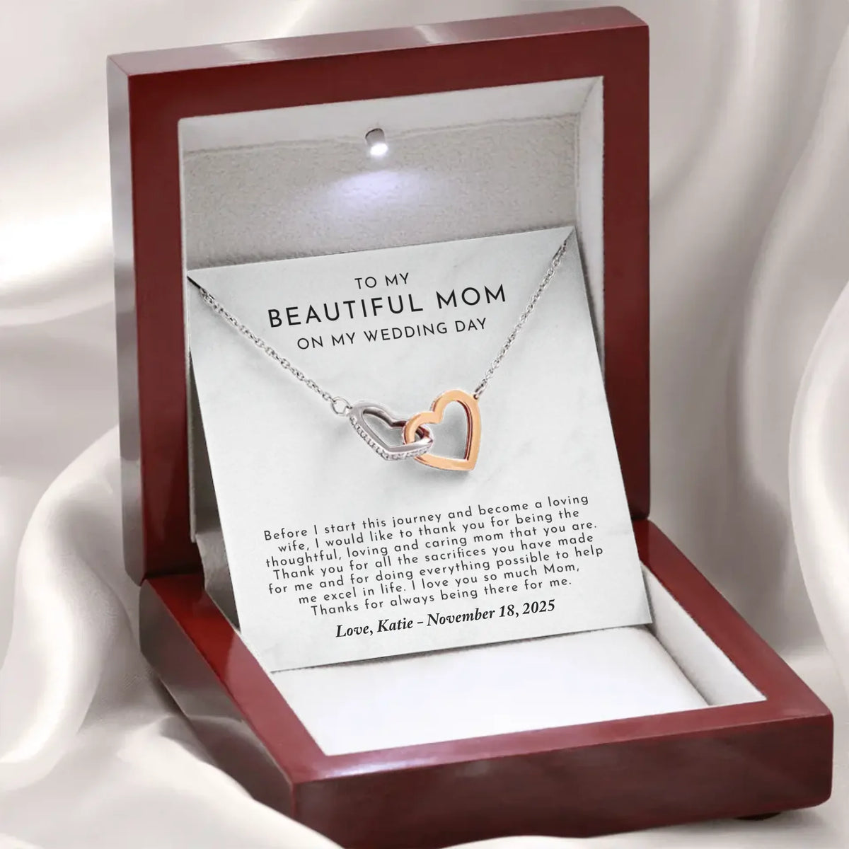 Wedding Day Gift For Mom From Bride - Personalized Necklace Gift Set - MB7