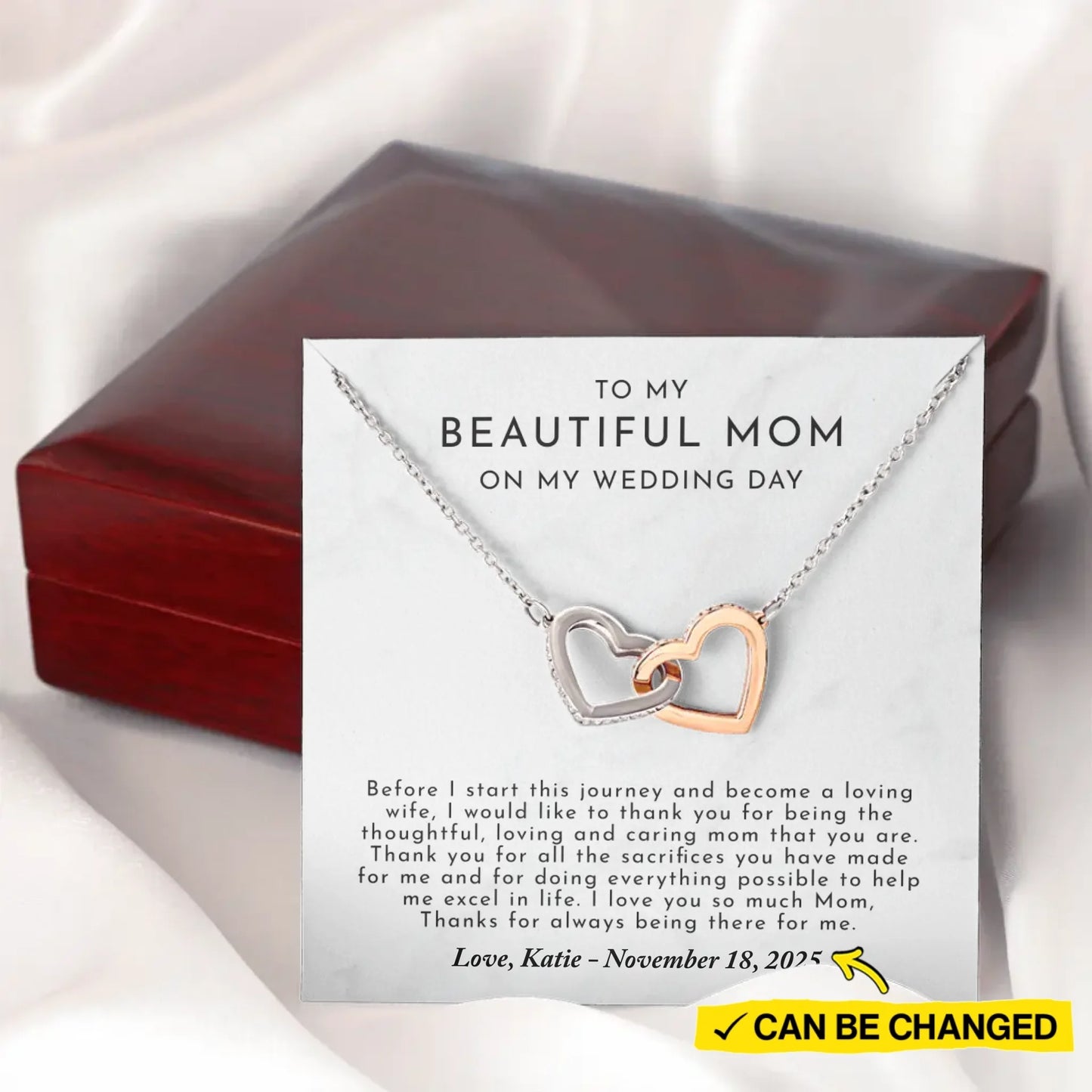 Wedding Day Gift For Mom From Bride - Personalized Necklace Gift Set - MB7