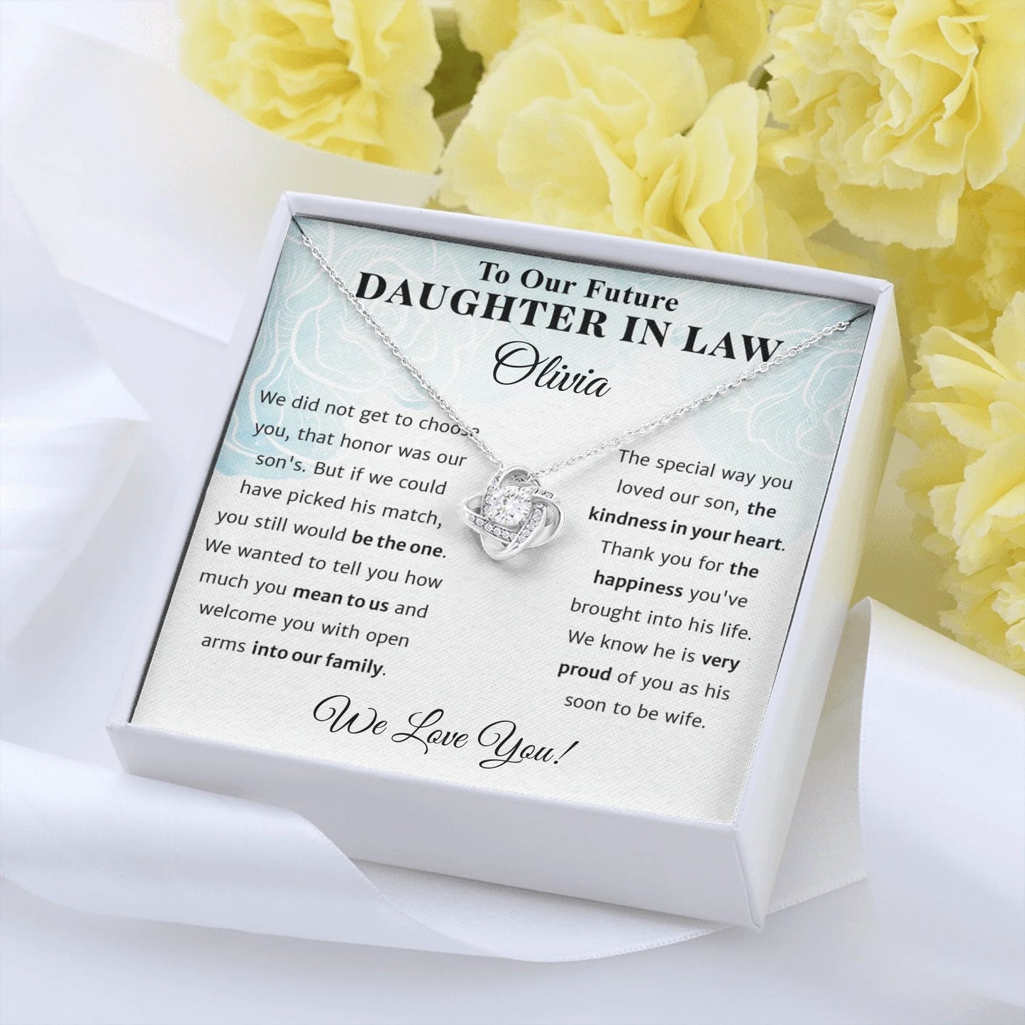 Love Knot Message Card Yellow Roses