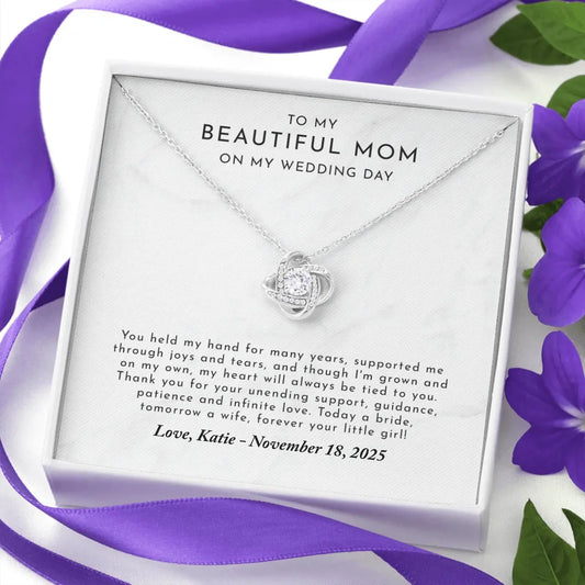 Wedding Day Gift For Mom From Bride - Personalized Necklace Gift Set - MB3