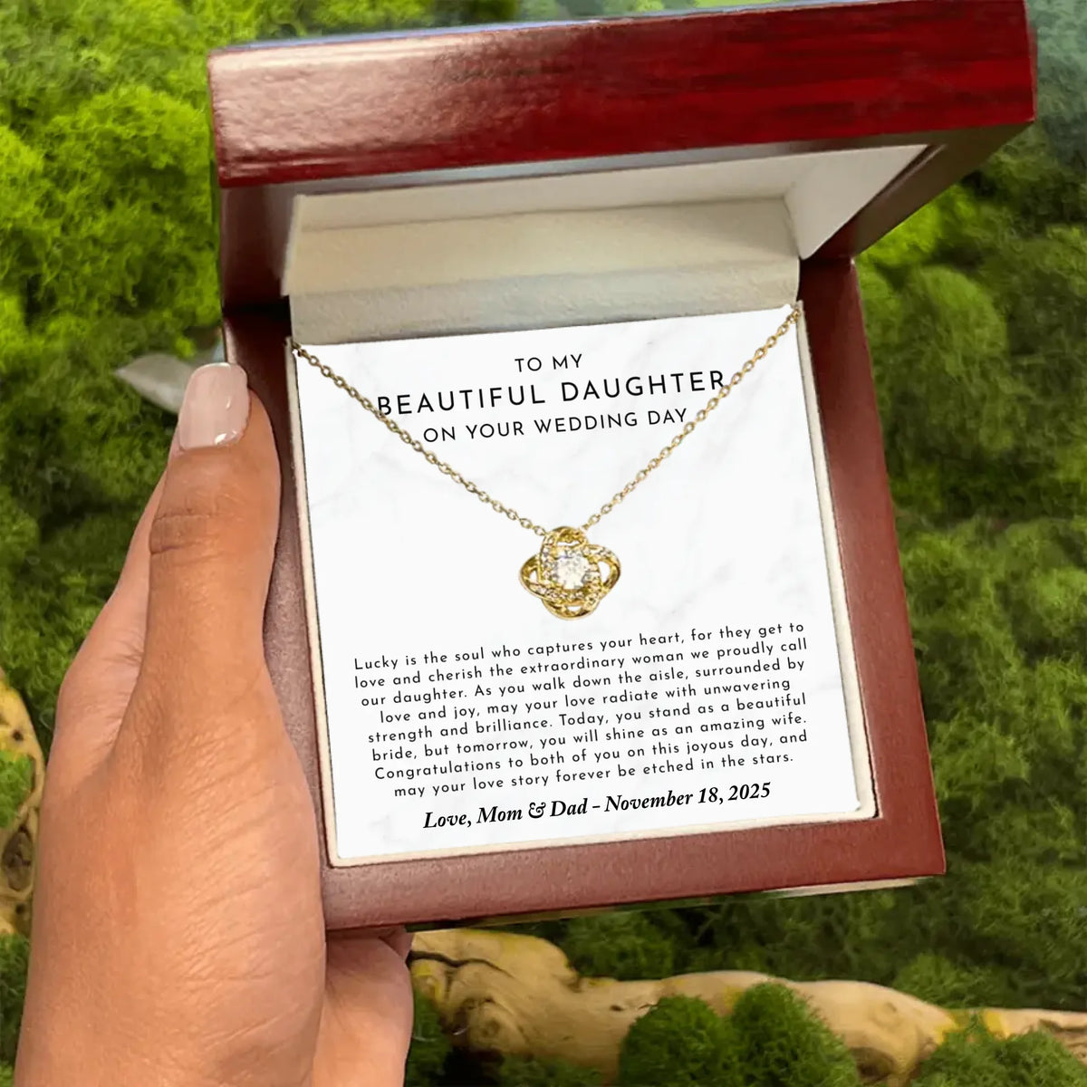Wedding Day Gift For Daughter - Personalized Necklace Gift Set - DW3