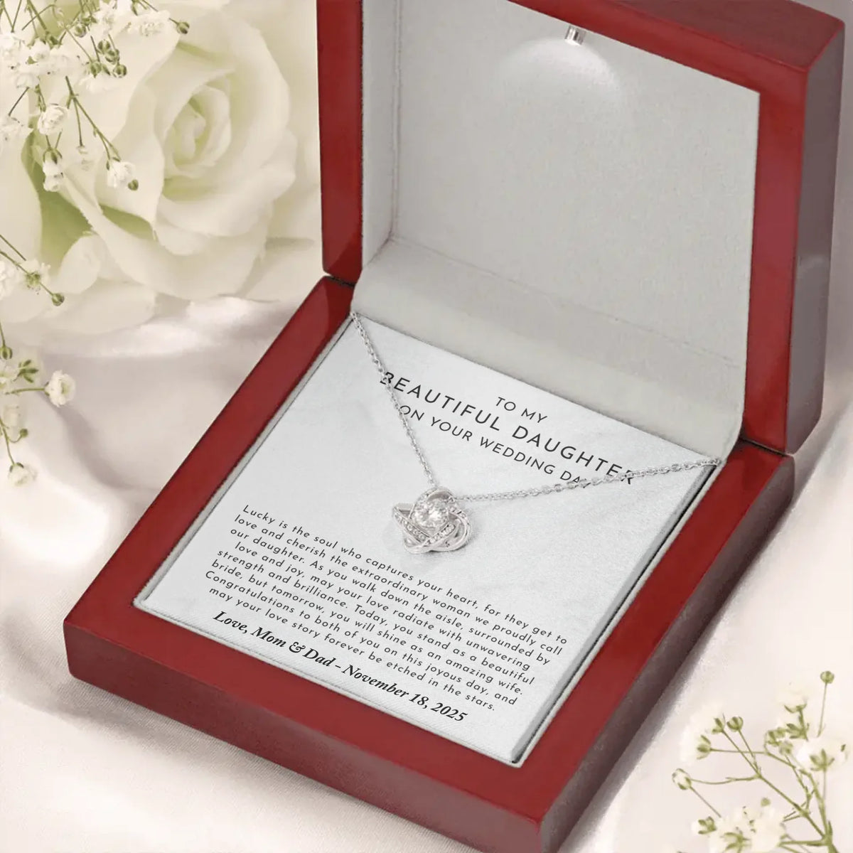 Wedding Day Gift For Daughter - Personalized Necklace Gift Set - DW3