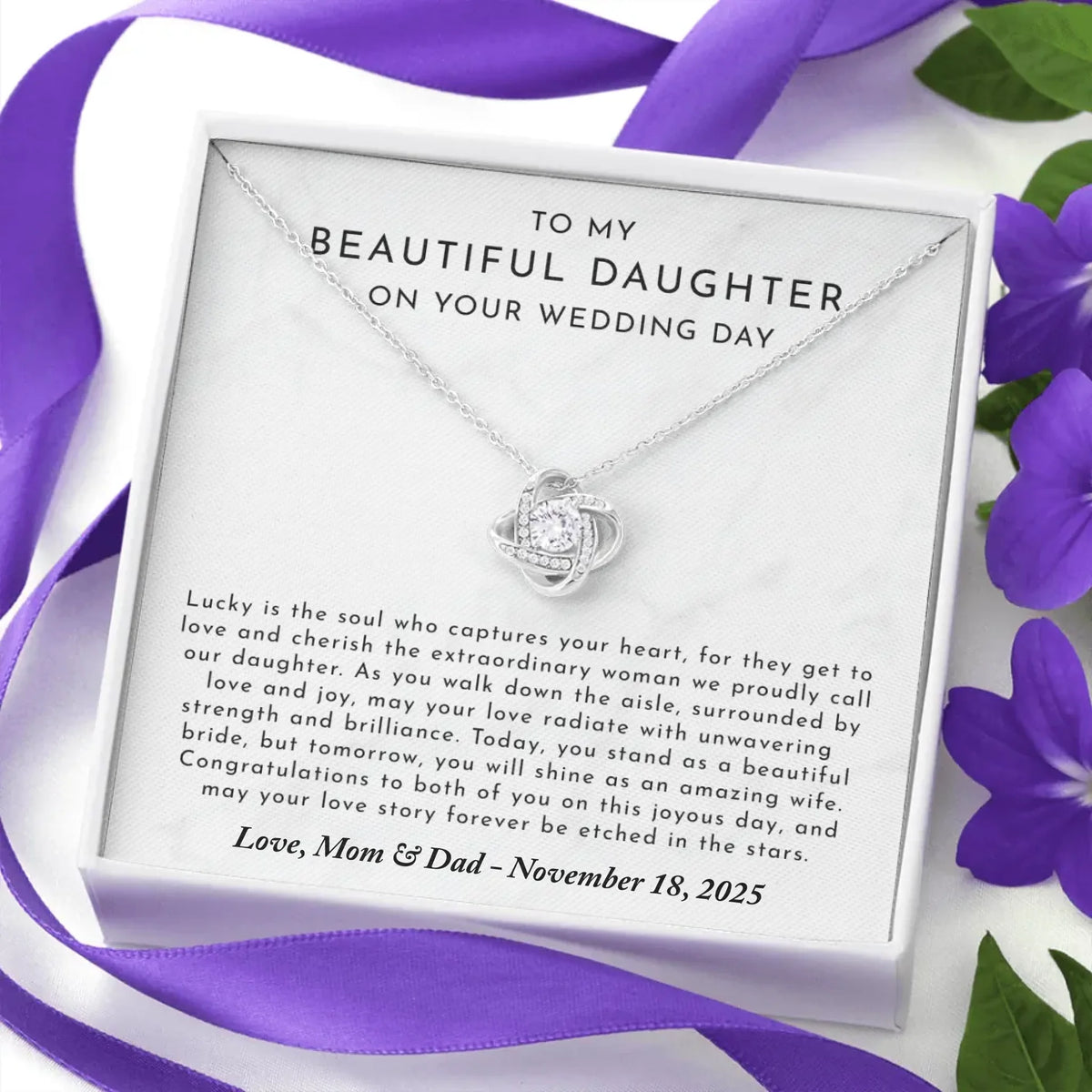 Wedding Day Gift For Daughter - Personalized Necklace Gift Set - DW3