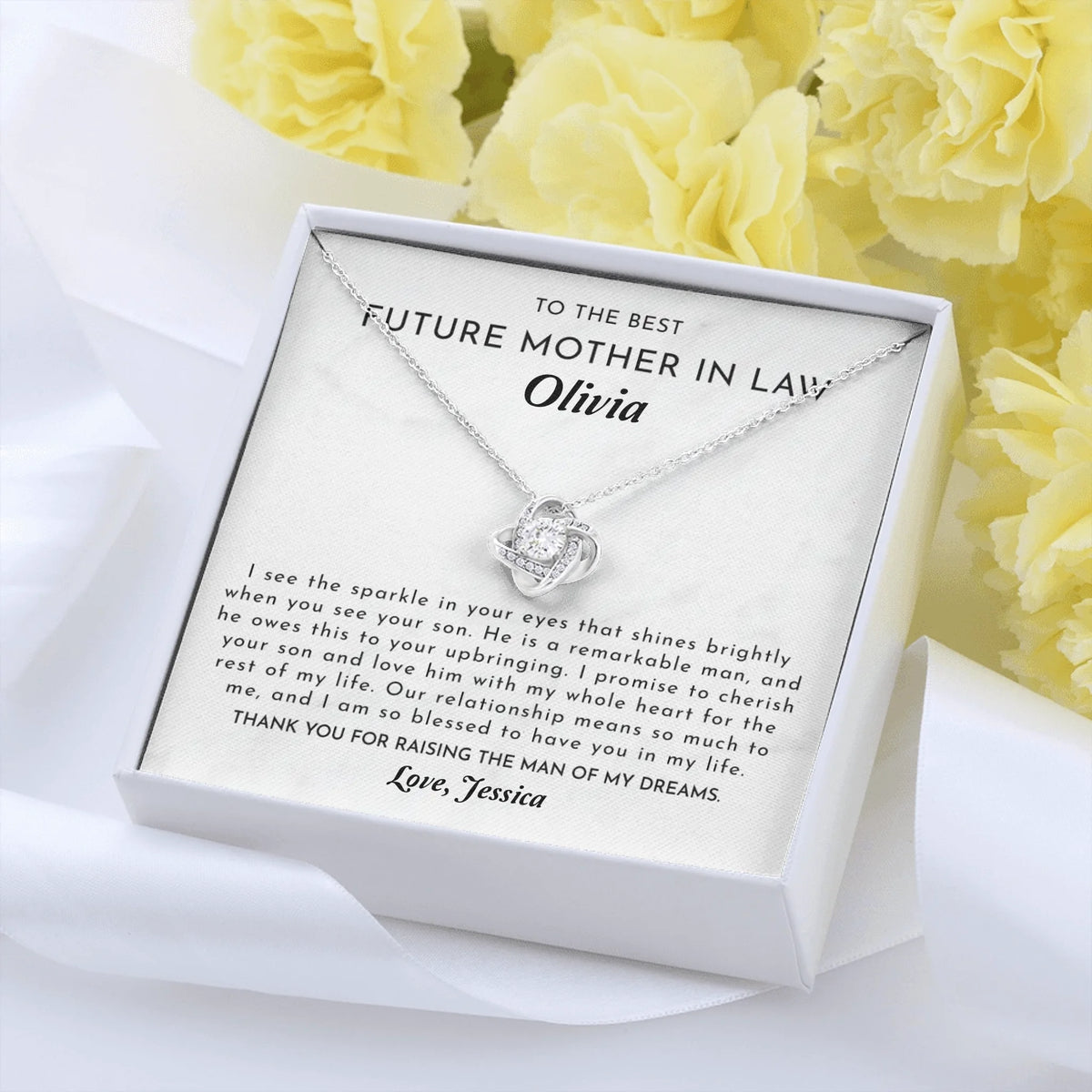 Love Knot Message Card Yellow Roses