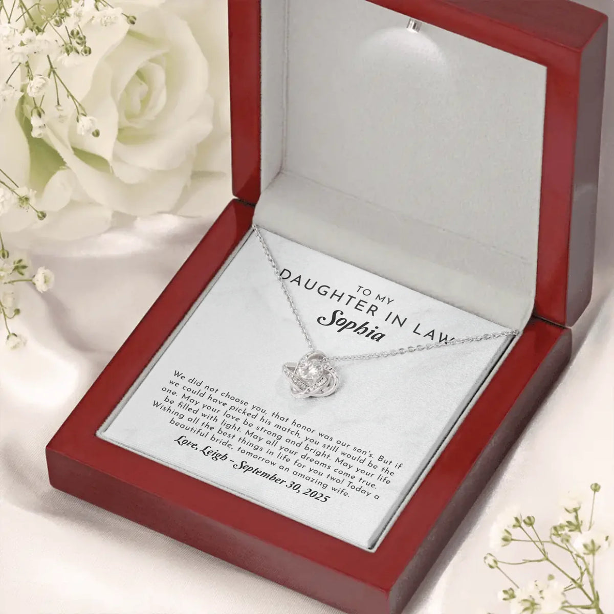 Daughter In Law Gift On Wedding Day - Personalized Necklace Gift Set - DIL4