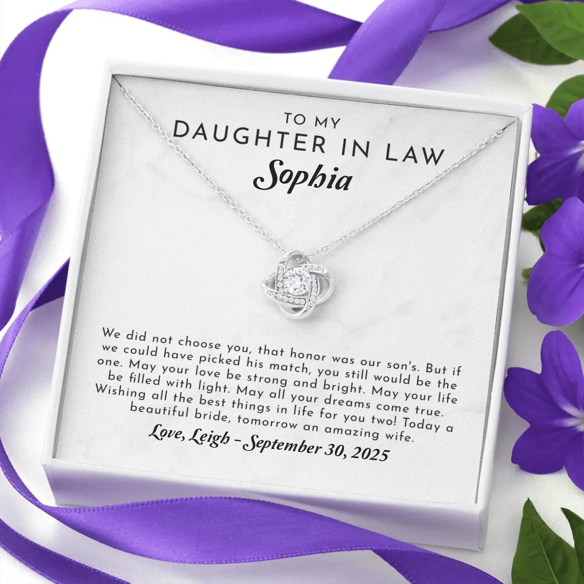 Daughter In Law Gift On Wedding Day - Personalized Necklace Gift Set - DIL4