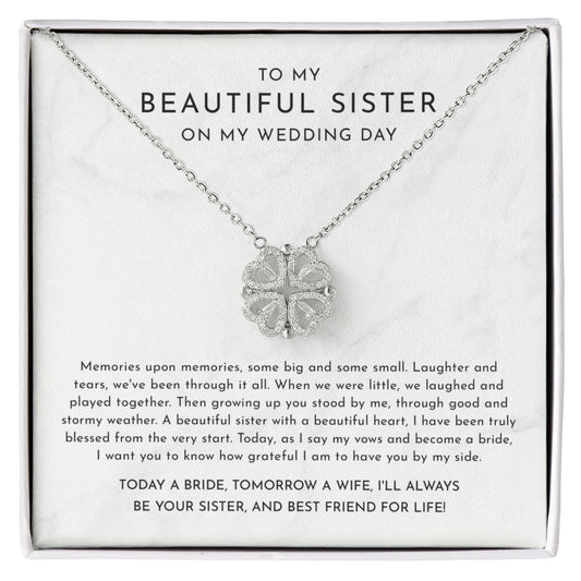 To My Sister On Wedding Day, Sister Of The Bride Gift - Magnetic Hearts Necklace