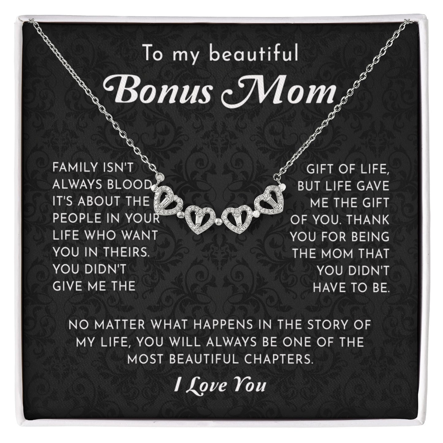 To My Beautiful Bonus Mom - Magnetic Hearts Necklace