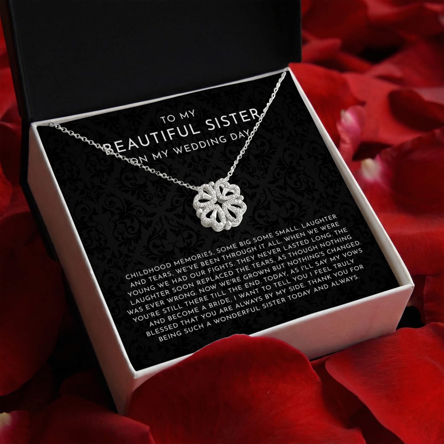 To My Sister On Wedding Day, Sister Of The Bride Gift - Magnetic Hearts Necklace