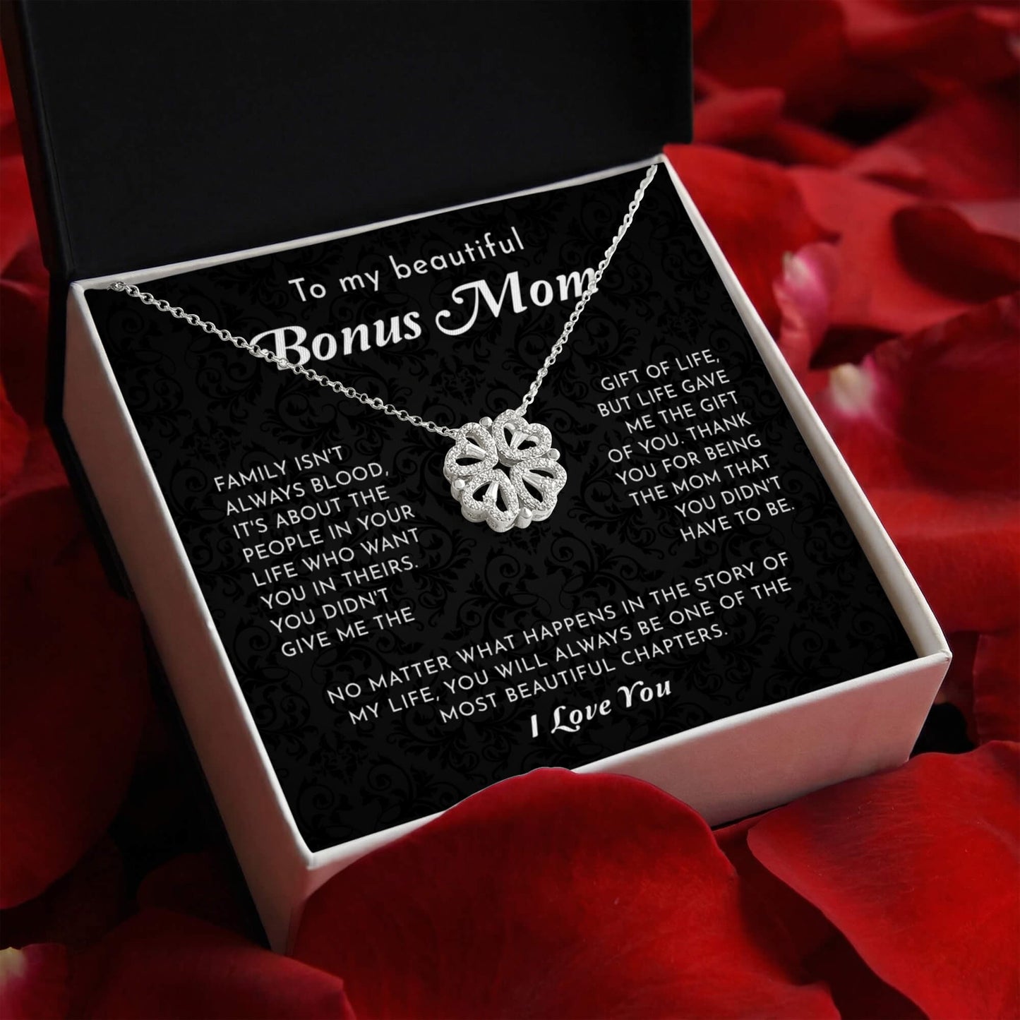 To My Beautiful Bonus Mom - Magnetic Hearts Necklace