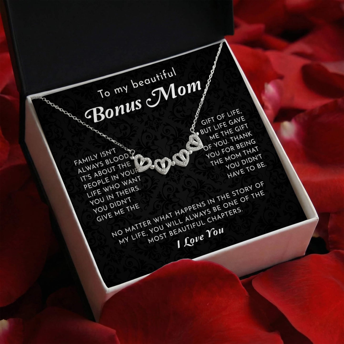 To My Beautiful Bonus Mom - Magnetic Hearts Necklace