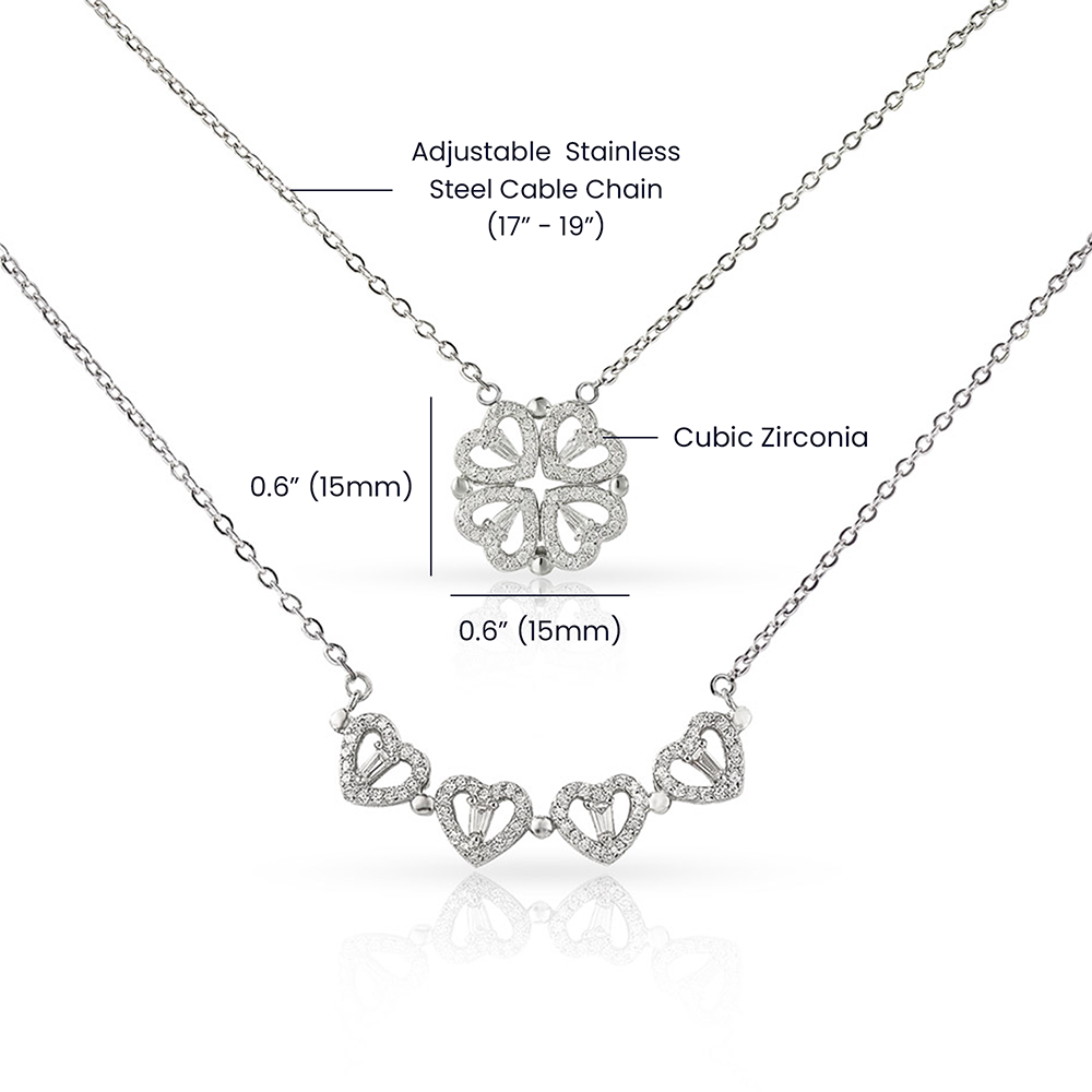 To My Sister On Wedding Day, Sister Of The Bride Gift - Magnetic Hearts Necklace