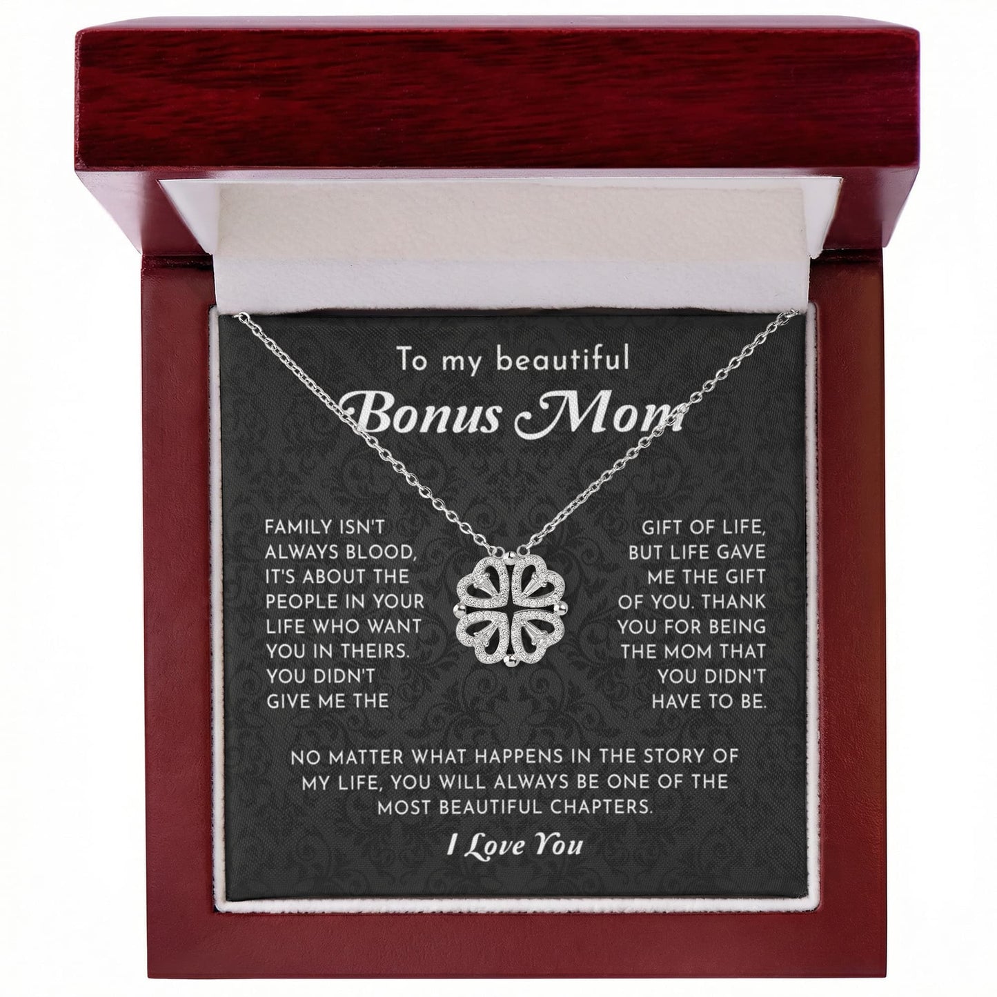 To My Beautiful Bonus Mom - Magnetic Hearts Necklace