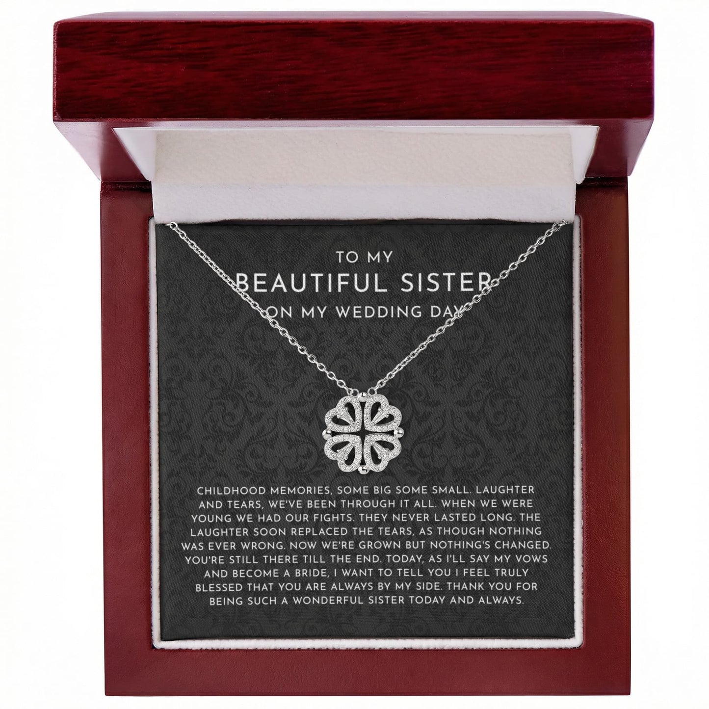 To My Sister On Wedding Day, Sister Of The Bride Gift - Magnetic Hearts Necklace