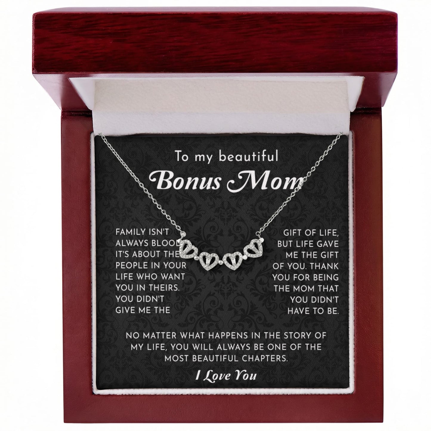 To My Beautiful Bonus Mom - Magnetic Hearts Necklace