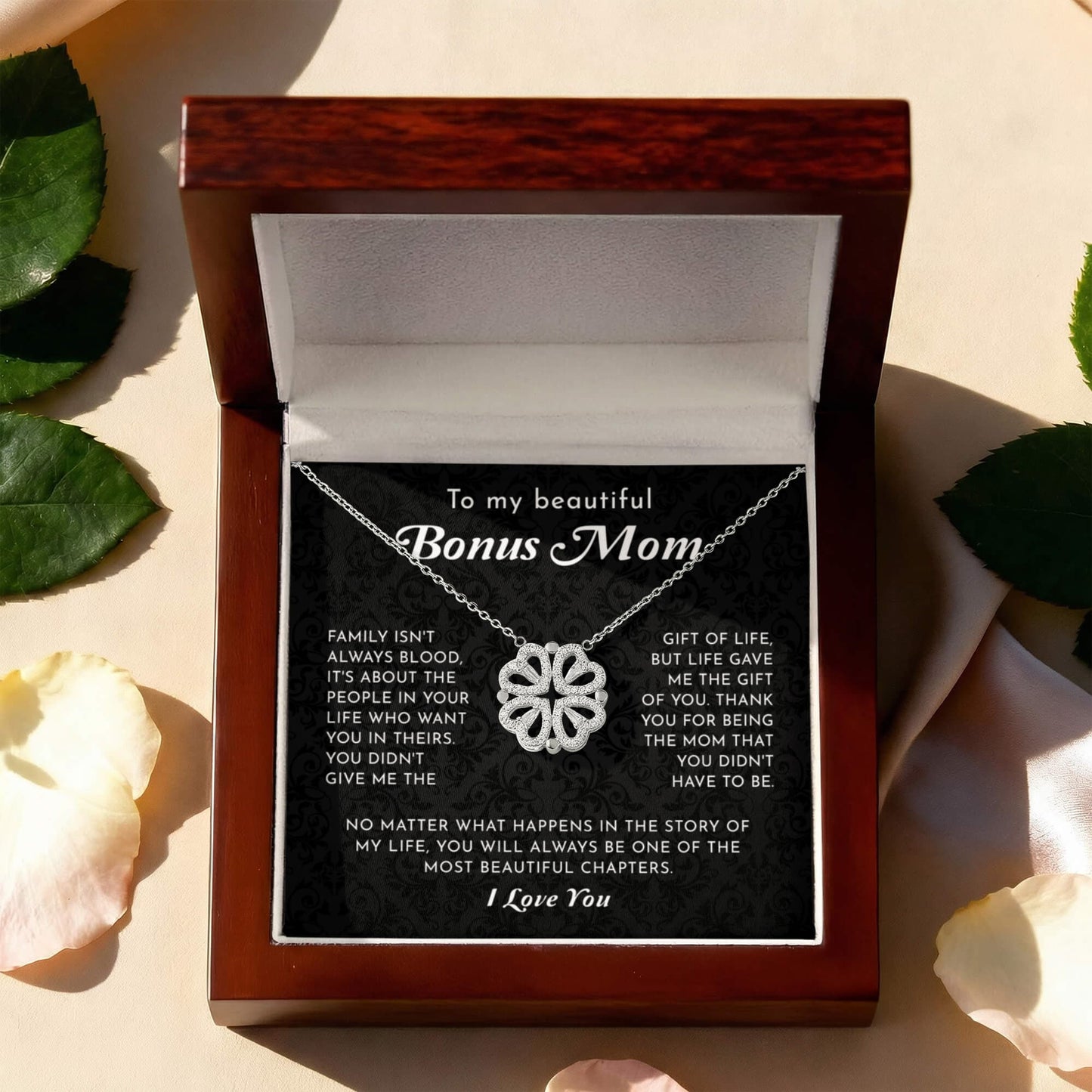 To My Beautiful Bonus Mom - Magnetic Hearts Necklace